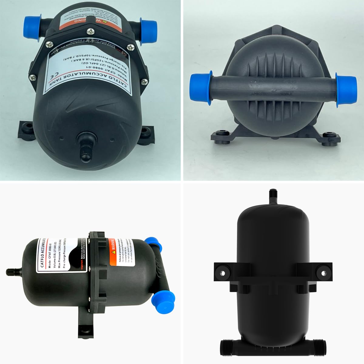 POFET Serbatoio accumulatore di Pressione da 0,8 Litri, accumulatore pressurizzato da 27,05 Once 125 PSI per Camper, Yacht, Marina, roulotte (Nero)