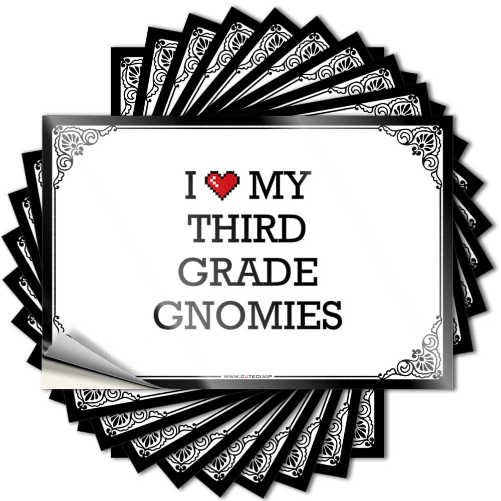 Fzfn Colour I Love My Third Grade Gnomies Bumper Great - Indie Saying Self Adhesive Sticker(6X9cm)