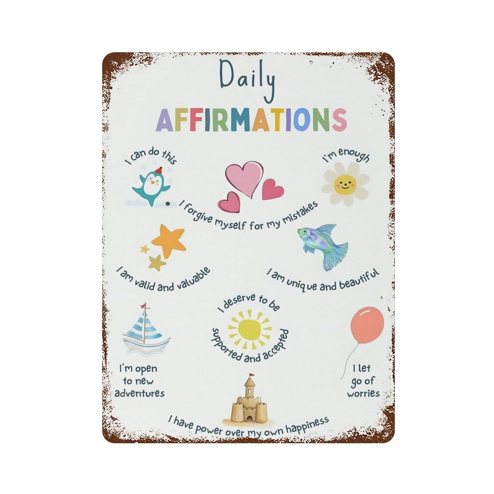 xiaoxiaoshen Affirmations Mental Health Wall Decor Art Metal Tin Poster Modern Home Decor Art Home Bar Shop Decorations Vintage Sign 40x30cm
