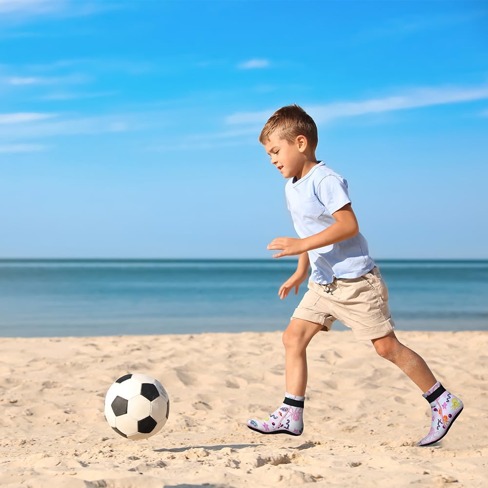 HAGOT Calzari Neoprene Bambini，Calzini da Muta in Neoprene da 3 mm, Calzini Termici per Bambini, Antiscivolo e Antigraffio da Sub per Piscina, Spiaggia, Immersioni e Snorkeling