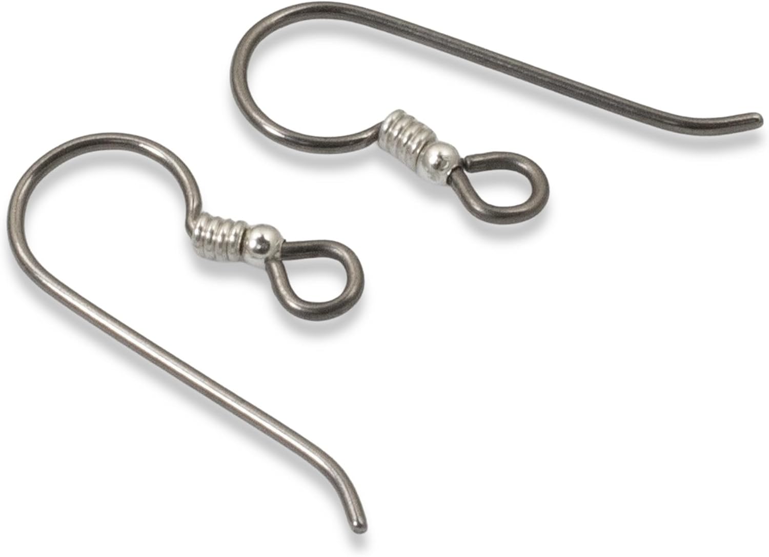 Generic 10 Hypoallergenic Niobium Ear Wires - Steel Gray + Bead & Coil Accents - Earring Hooks for Sensitive Ears - Ideal for DIY Earring Making, 0630-15078-04-AS-Nb-B04-C4