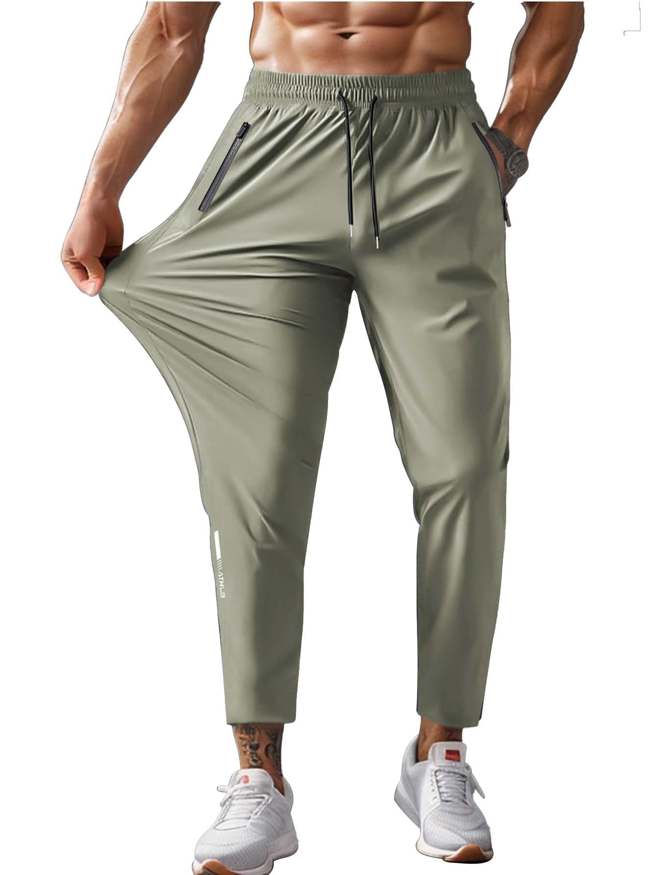 Mens Hiking Pants Quick-Dry Lightweight Sweatpants Outdoor Fishing Pants Water Resistant with Zipper Pockets