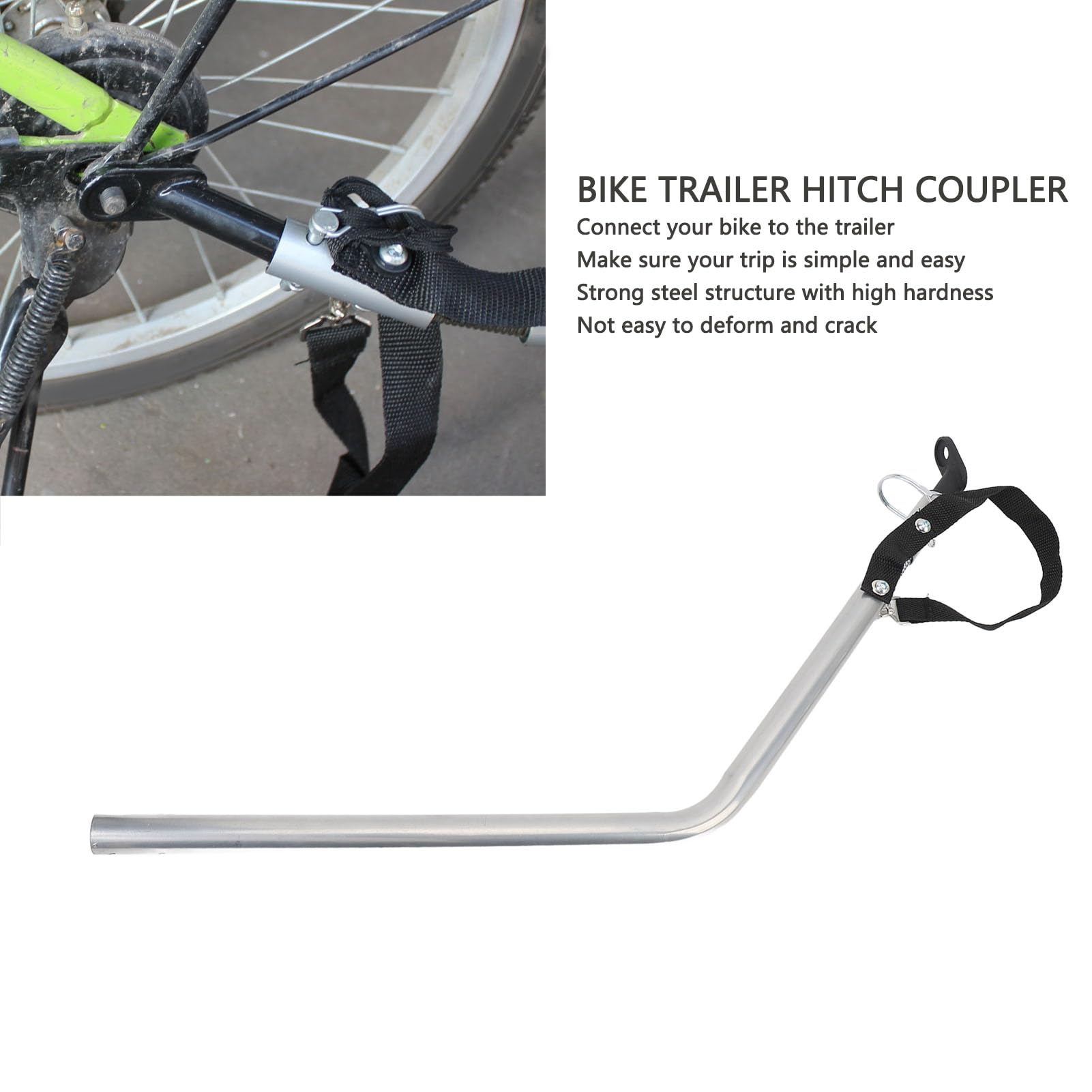 Adattatore per Gancio di Traino per Bici, Adattatore in Acciaio da 680 Mm un Facile Collegamento del Rimorchio Bici