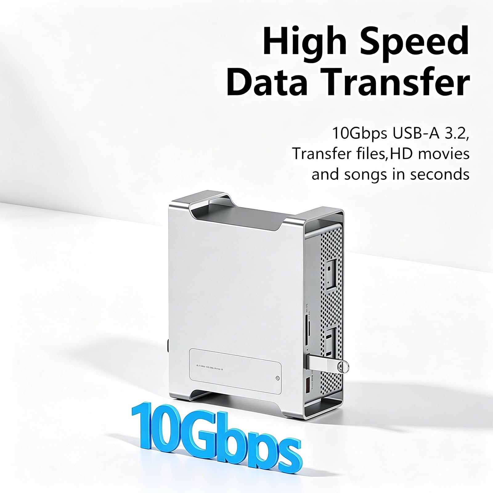 Base Supporto con Box SSD M2 NVMe, USB 3.2 10Gbps, SD TF 4.0, HDMI 4K 60Hz, Ricarica PD 100W, Stazione Multiporta per Mac Mini M4