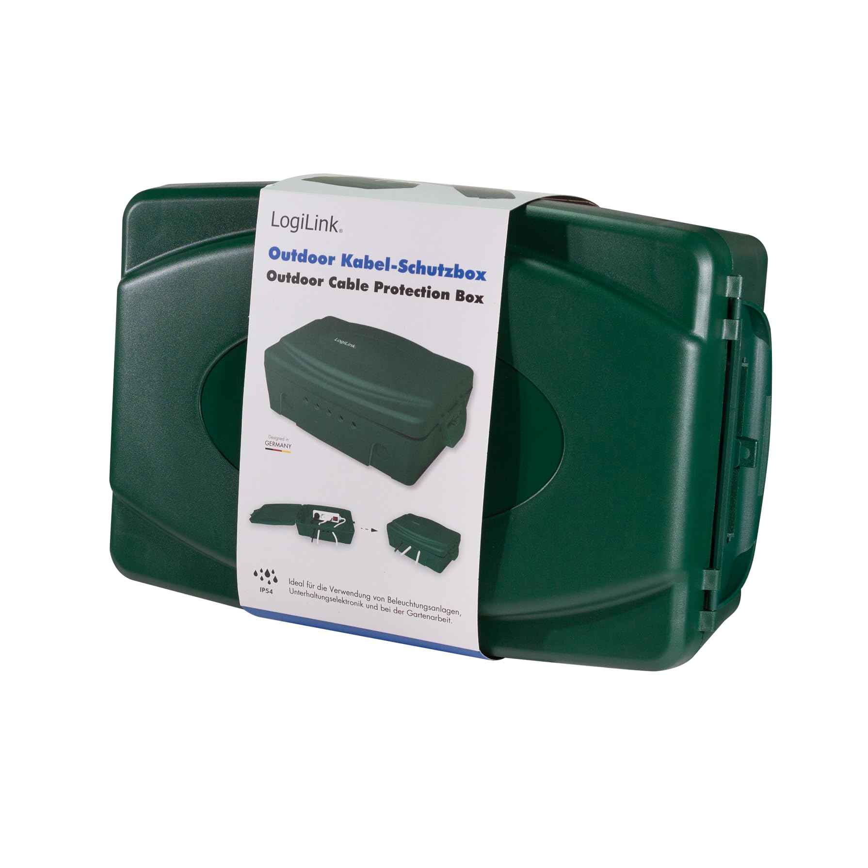 Logilink - Caja electrónica Resistente a la Intemperie para Uso en Exteriores en Verde con protección contra el Polvo y Salpicaduras (IP54), 32 x 21 x 11,5 cm