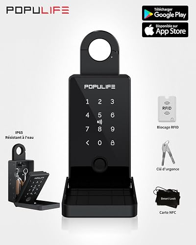 Populife Boite a Clef avec Empreinte Digitale, Smart Boite a Clefs securisee exterieur, Boite à Clé avec Accès à Distance Sans Fil pour Maison, Bureau et Agents Immobiliers, Fonctionne Hors Ligne - 2