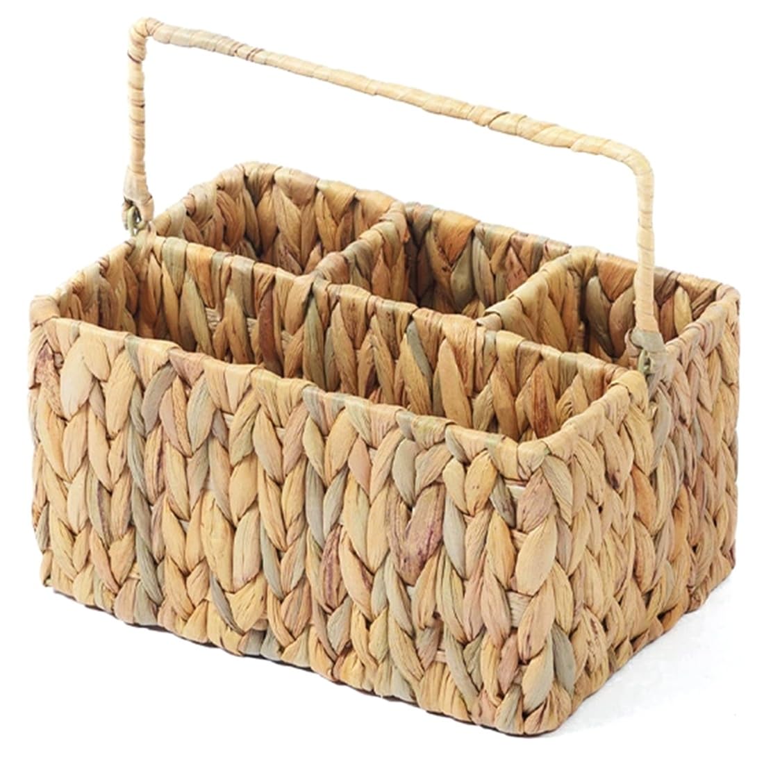 UDSKNV[KSL Silverware Organizer-Hand-Woven Calabash Water Hyacinth Cutlery Holder with Handle(for Countertop 1-Pack)