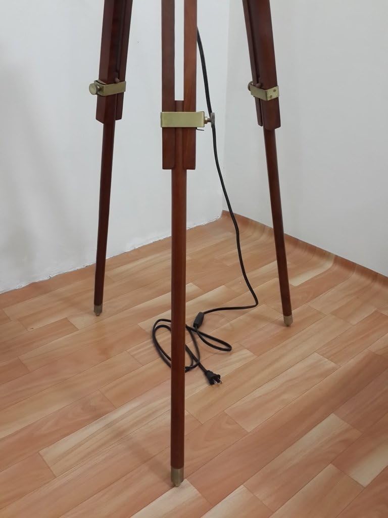 THORINSTRUMENTS (with device) Thor Authentic Designer's Mid Century Floor Lamp Brown Tripod Stand Floor Light Lamp Rustic Vintage Home Decor Gifts