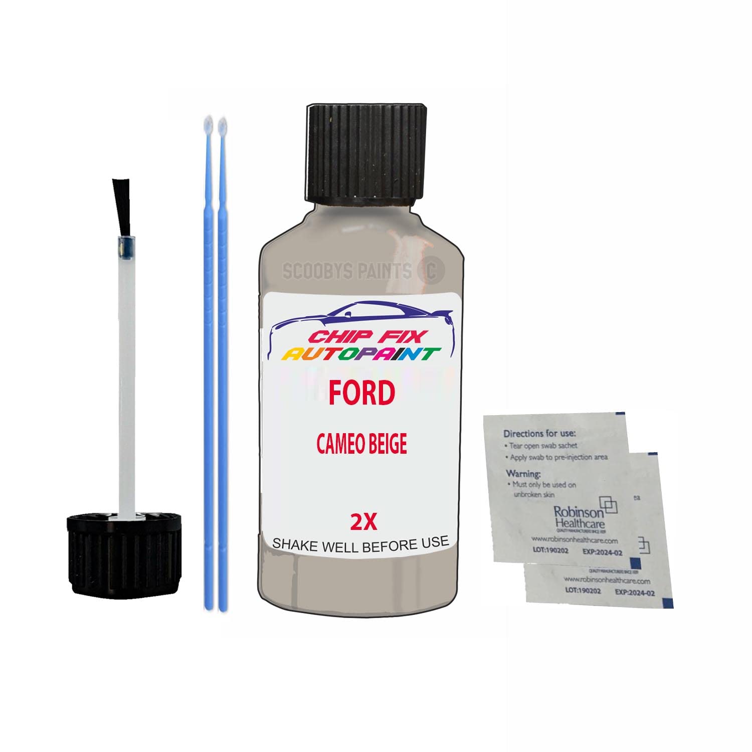 Scoobys Paints Back In The Mix Cameo Beige Touch Up Paint For Ford Sierra 2X 1985-198530Ml Bottle Brush Scratch Stone Chip Repair Pen