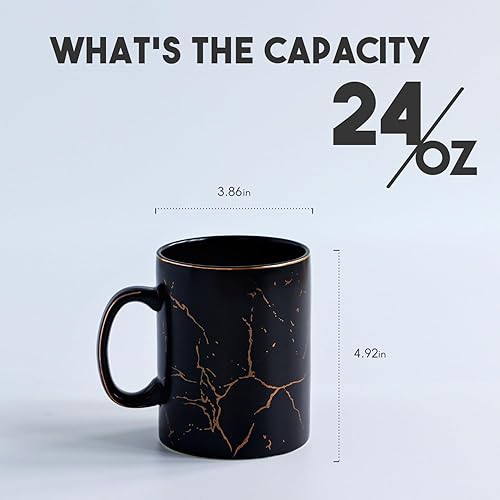 Miniatura 9 de harebe Taza de café blanca extra grande de cerámica de 24 onzas con asa, tazas altas y calientes de gran tamaño, aptas para lavavajillas, taza