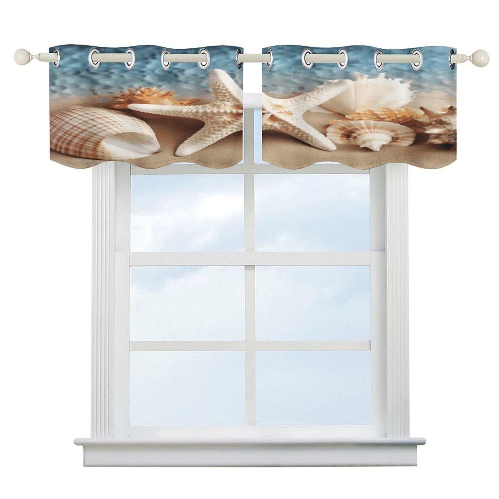 Cortinas opacas de estrellas de mar de 52x18.1 pulgadas para ventanas de baño y cocina
