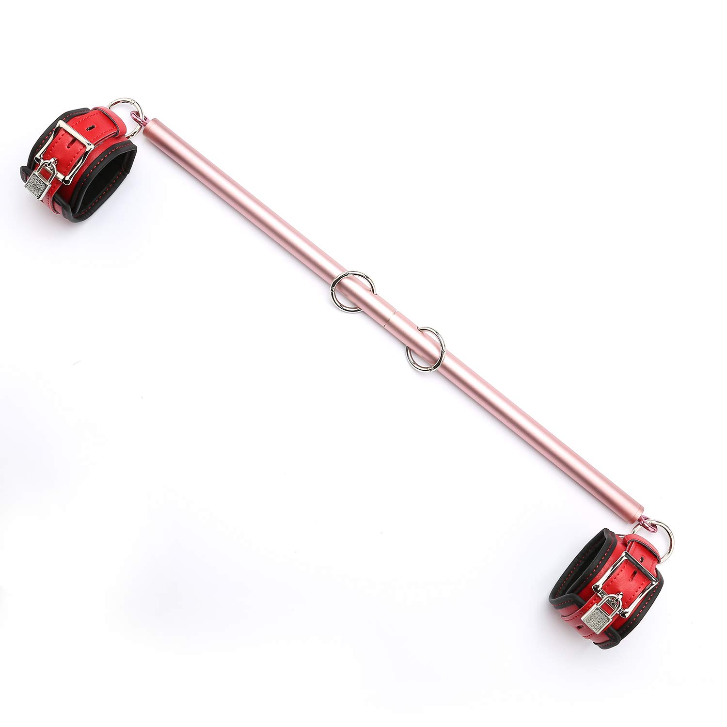 Expandable Spreader Bar with 4 Fur Pink Adjustable Straps Indoor Sport Fitness Equipment for Home Gyms Training Tool (Pink+Red Kit)