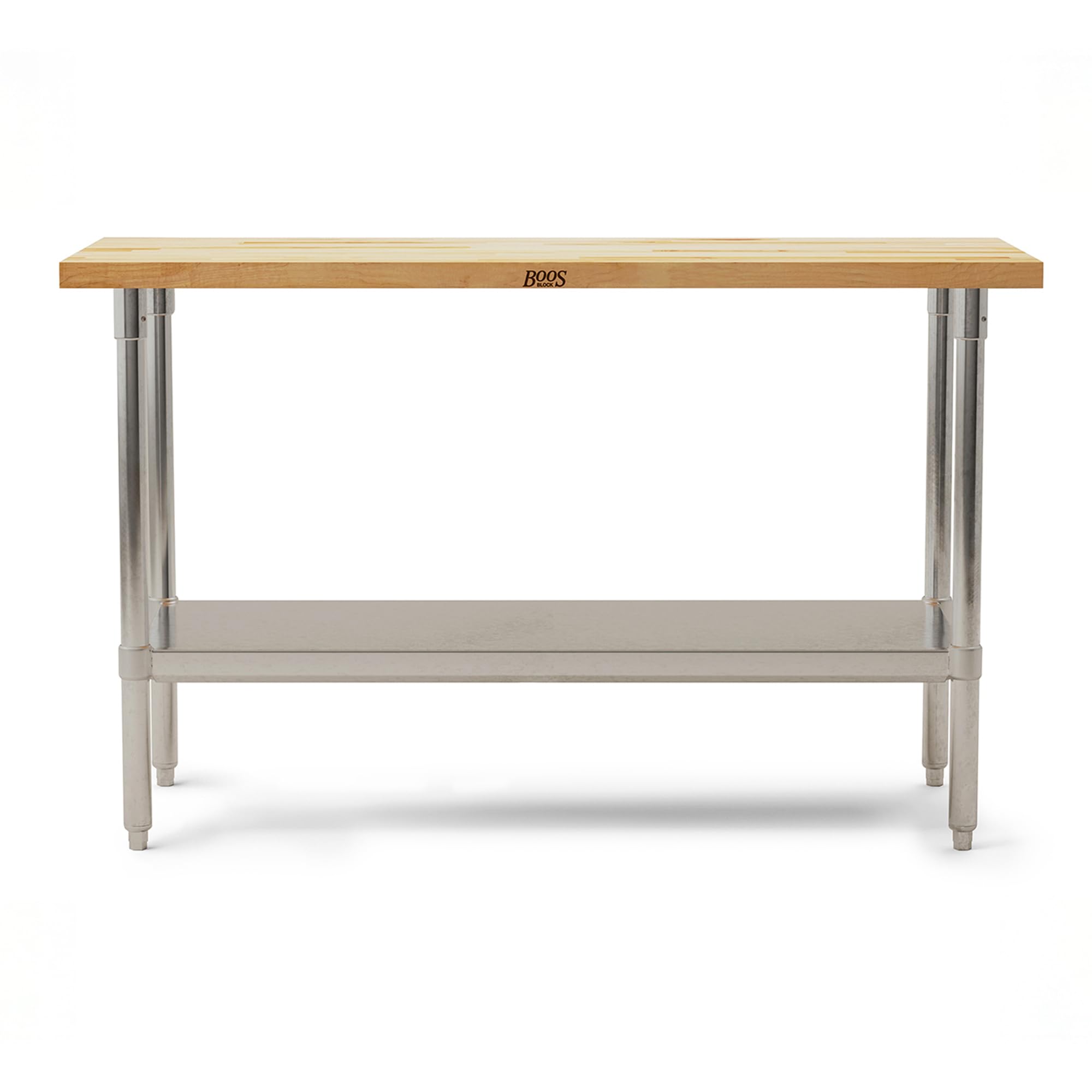 Maple Wood Top Work Table with Adjustable Lower Shelf, 60 x 30 x 1.5"