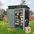 5ft x 3ft Outdoor Metal Storage Shed?Sun Protection, Waterproof Tool Storage Shed for Backyard, Patio, Lawn (Black)