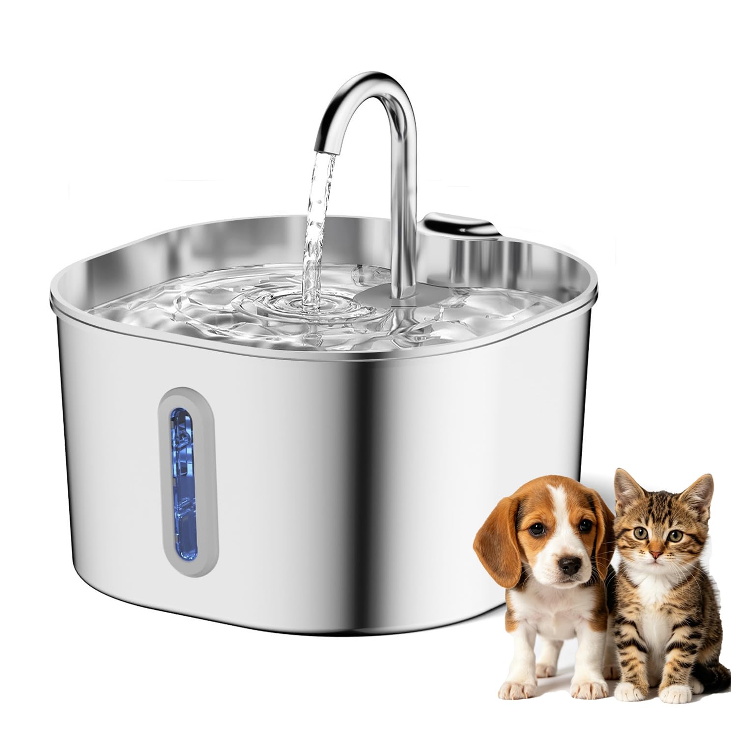 Fontana d'acqua Selene per cani, filtri dell'acqua Selene, livello dell'acqua visibile da 2,2 l, fontana per animali domestici con sistema di filtraggio triplo, pompa sommergibile ultra silenziosa