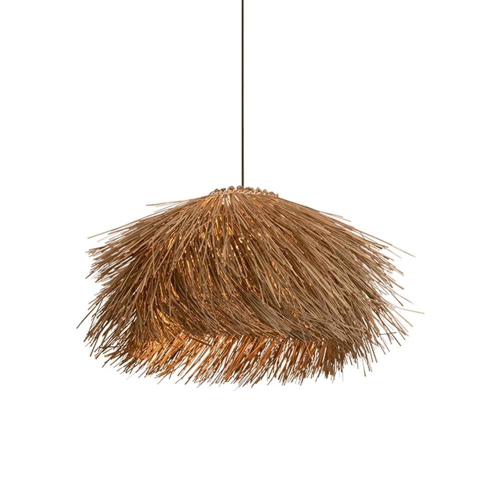 YNAHZAOK Pendant Light for Kitchen Island Southeast Asia Style Restaurant Hanging Lamp Retro Rattan Chandelier with Adjustable Suspension Line Dining Room Entryway Pendant Lamp Natural Materials