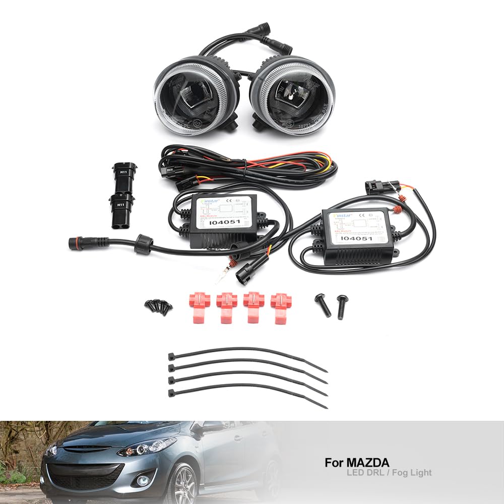 Mistlamp Montage LED Angel Eyes Mistlamp Dagrijverlichting DRL Wit Voor Mazda 2 3 6 CX-5 CX-7 CX-8 CX-9 RX-8 MX-5(Without angel eyes