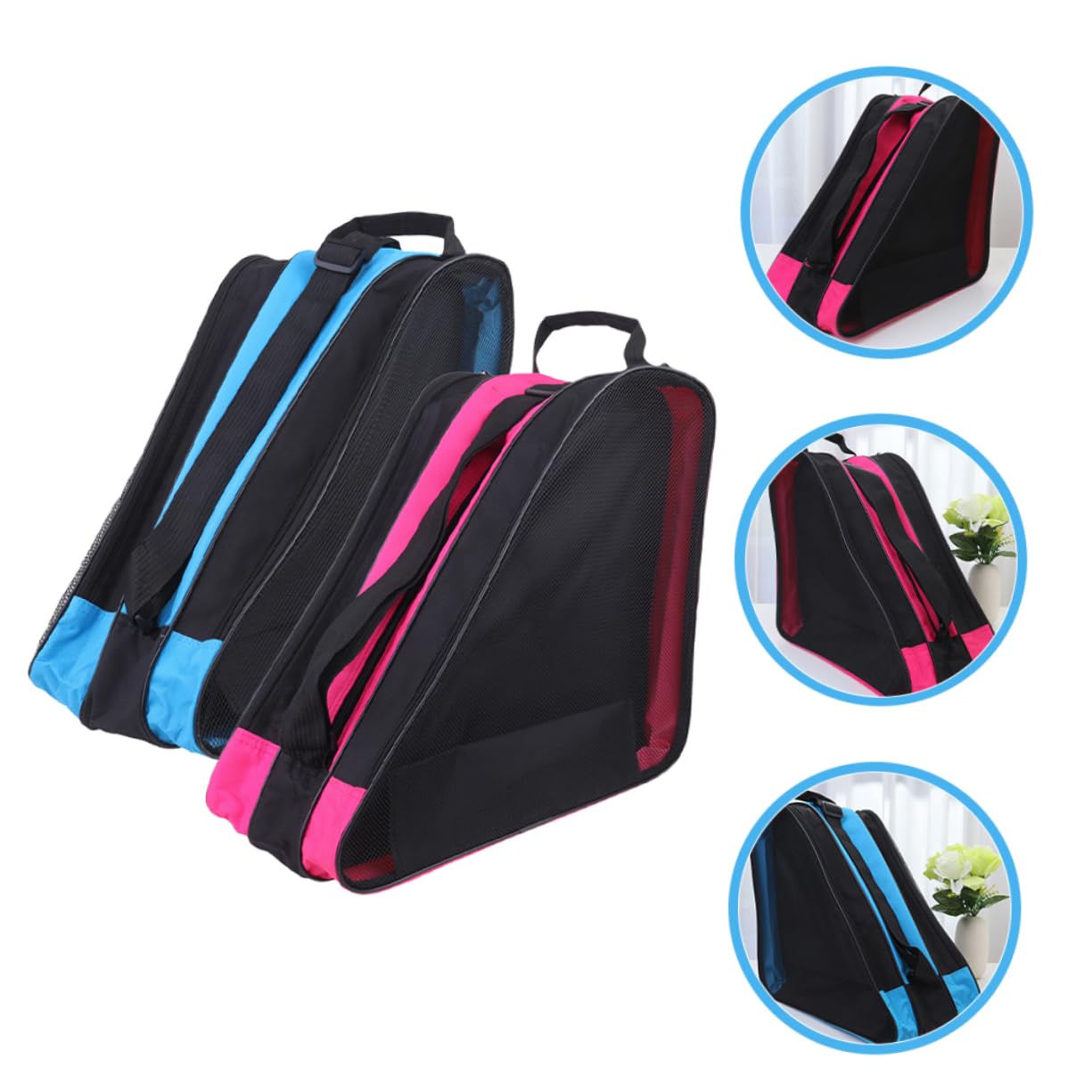 ibasenice Borsa per lo skate borse per pattini scarpe da pattini a rotelle pattinare pattini da ghiaccio borsa per scarpe da skate portarulli Panno Oxford Blue