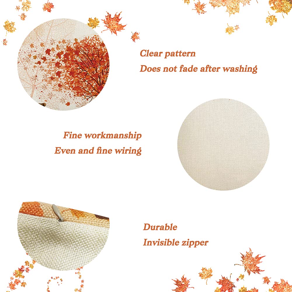 COZZSNUGE Herbst Kissenbezüge 45x45cm - Ahornblätter Design 4er Set Aus Polyester