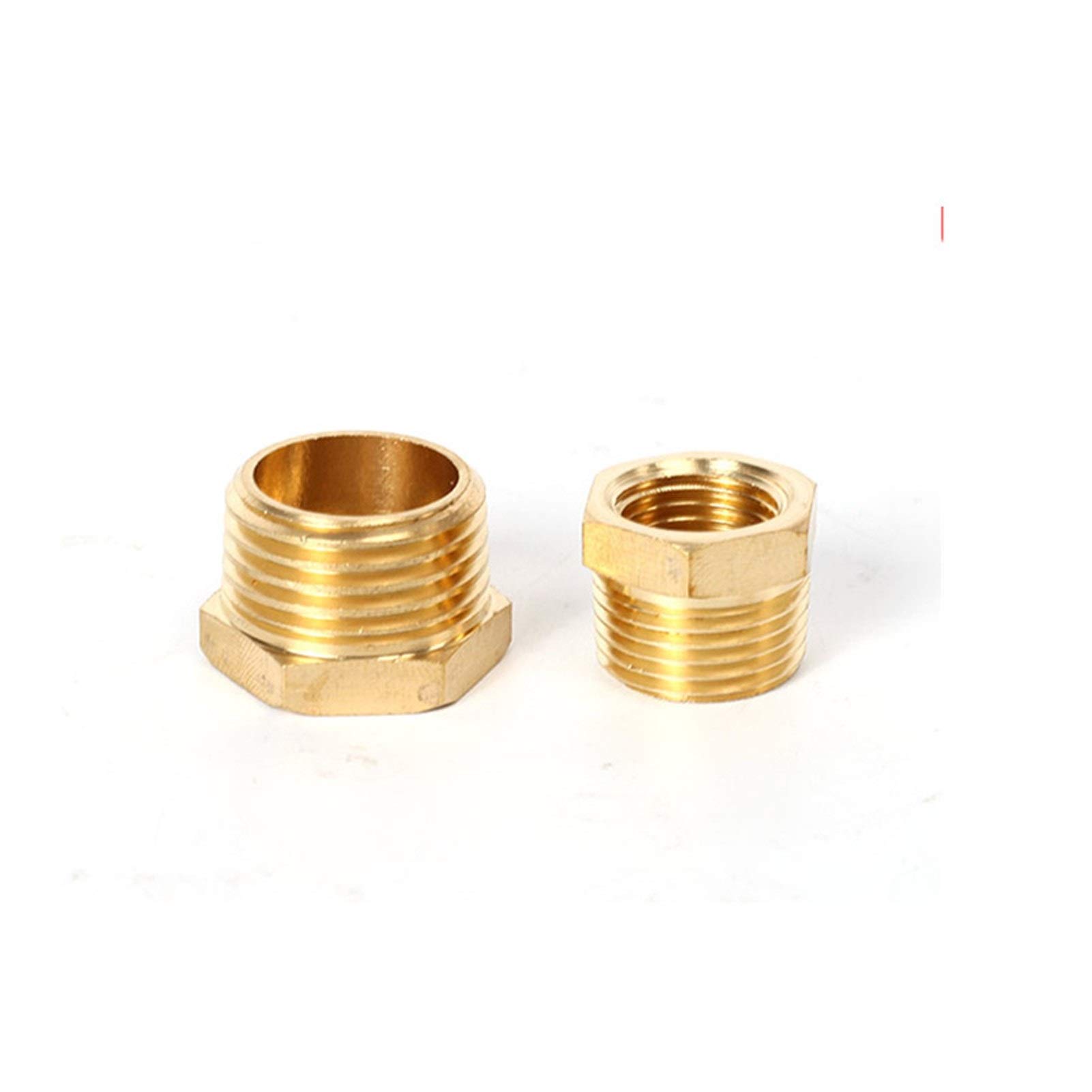 Pangocho Men's 06 To Fe 02 Jinchao-Brass Pipe Fittings, Hex Reducer Bushing Brass Hose Fitting, M/F 1/8" 1/4" 3/8" 1/2" 3/4" To Fe Coupler Connector, Repair Fittings (Color : )