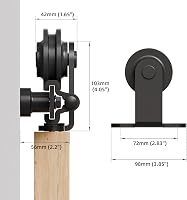 CCJH Tolóajtó Vasalat Szett 152 cm Fekete Alumínium Sín Görgőkkel Padlóvezetővel T-Alakú Retro Stílus Fa Ajtóhoz 5
