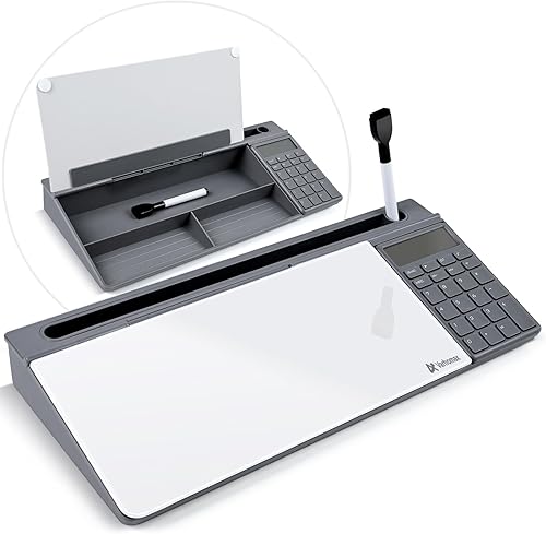 Miniatura 10 de Varhomax Pizarra blanca de cristal negra con cargador inalámbrico, pizarra blanca de borrado en seco con almacenamiento, bloc de notas de lista de