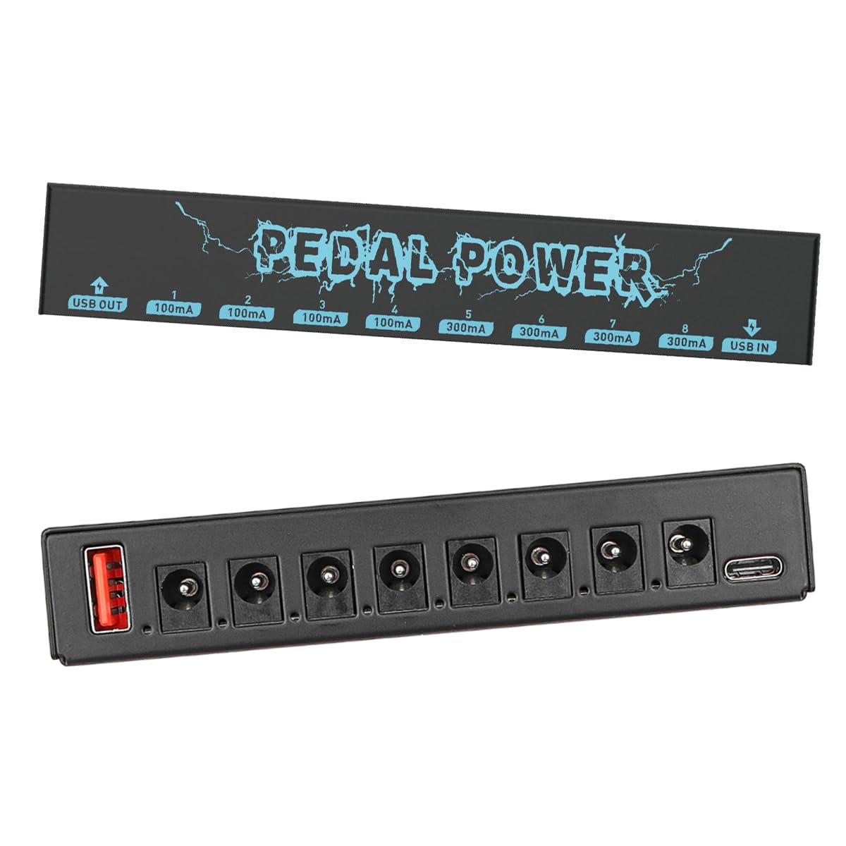 Sarini 8-kanałowy zasilacz do pedału gitarowego, 9 V, 100 mA/300 mA, obsługuje wejście USB