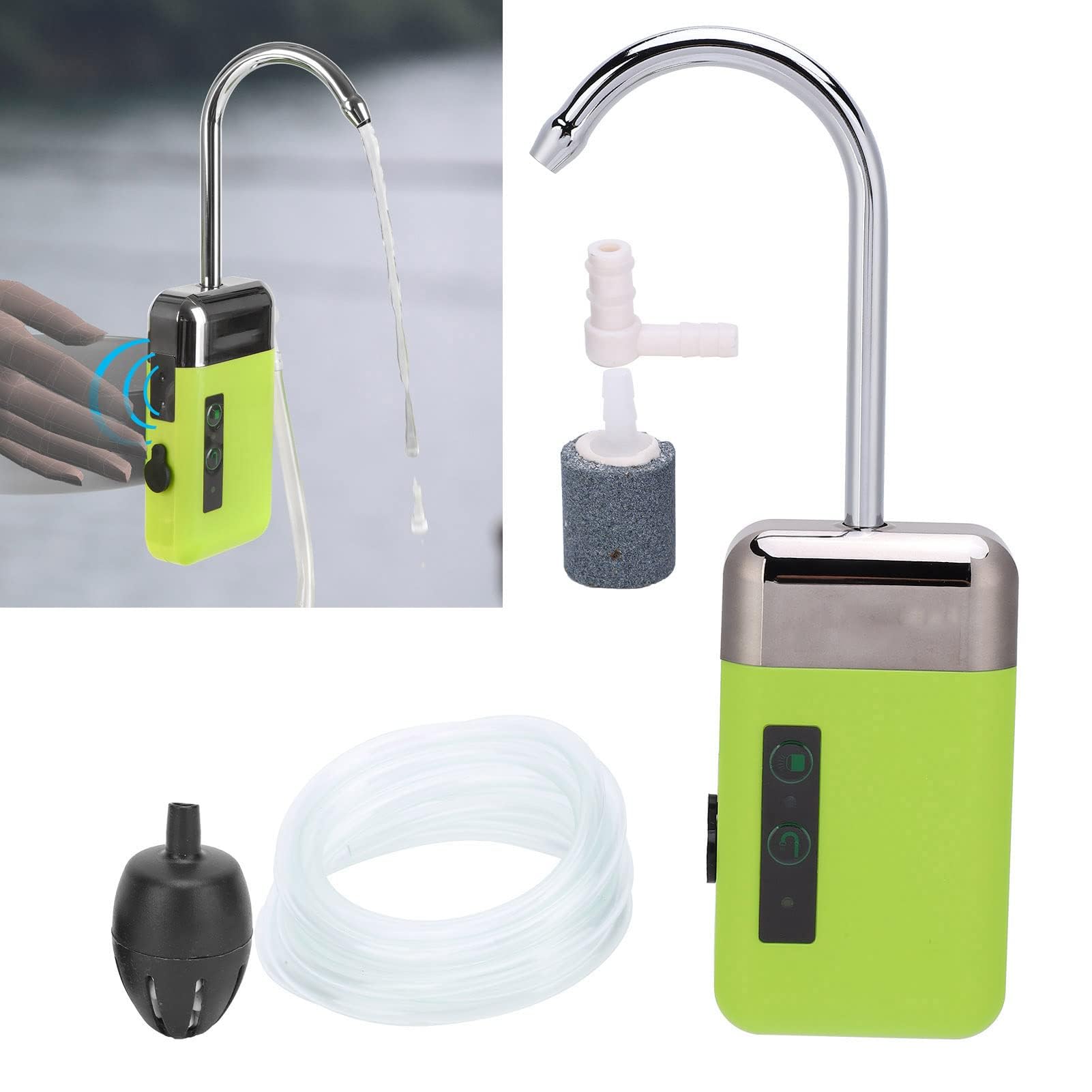 Ejoyous Pompe à Oxygène Rechargeable, 3 Modes, avec Lumière LED, Multifonctionnelle, pour Aquarium et Pêche en Plein Air