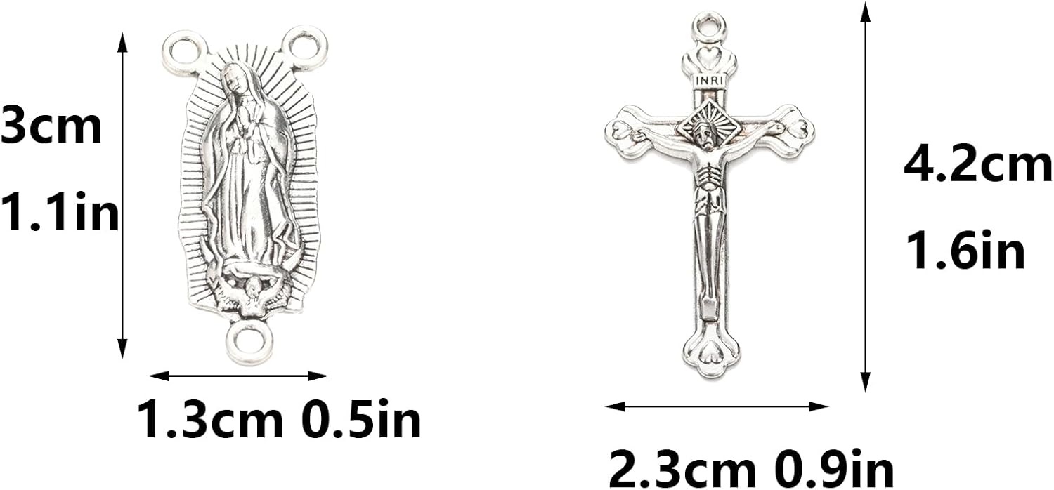 20Set/40pcs Religious Three Hole and Cross Rosary Making Charms Silver Tone Sacred Medallions and Crucifix Pendants - Image 2