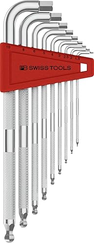 PB Swiss Tools Juego de llaves hexagonales de seguridad en L PB 3212.LH-10 CN | 100% fabricadas en Suiza | Juego Allen de 9 piezas tamaño