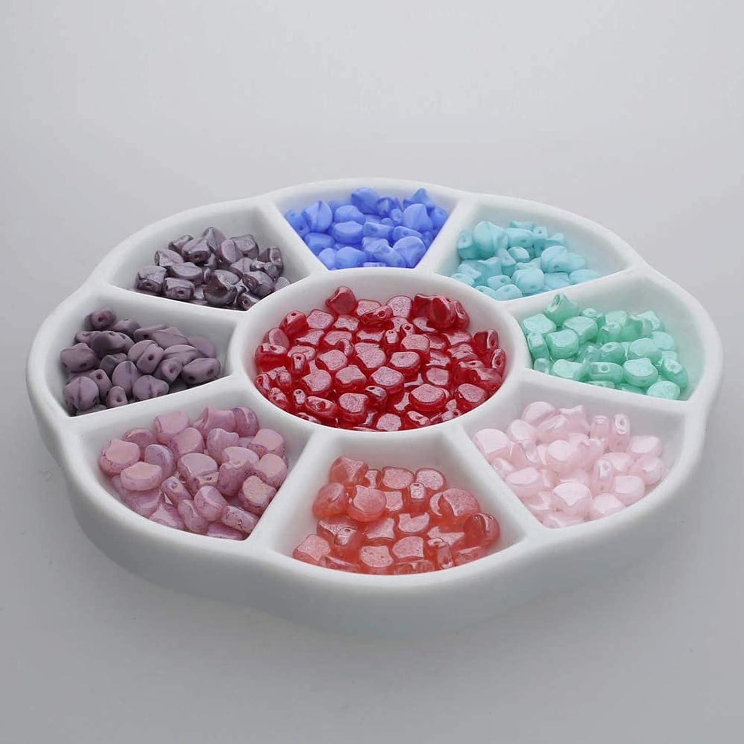 9 Well Porcelain Ceramic Watercolor Paint Palette - Ceramic Mixing Palette Tray Flower Watercolor Dish Gouache Palette for Arts & Crafts Accessories Organizer Mixing Colors (5inch)