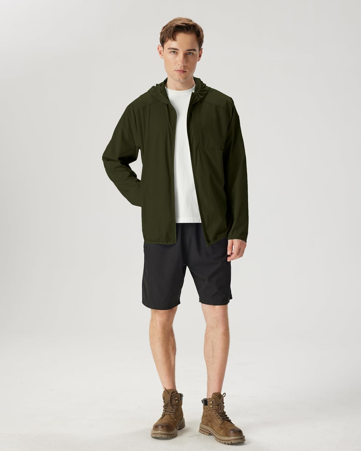 Men's UPF 50+ Sun Protection Athletic Hoodie Lightweight Full Zip Long Sleeve Hiking Outdoor Jacket - Image 2