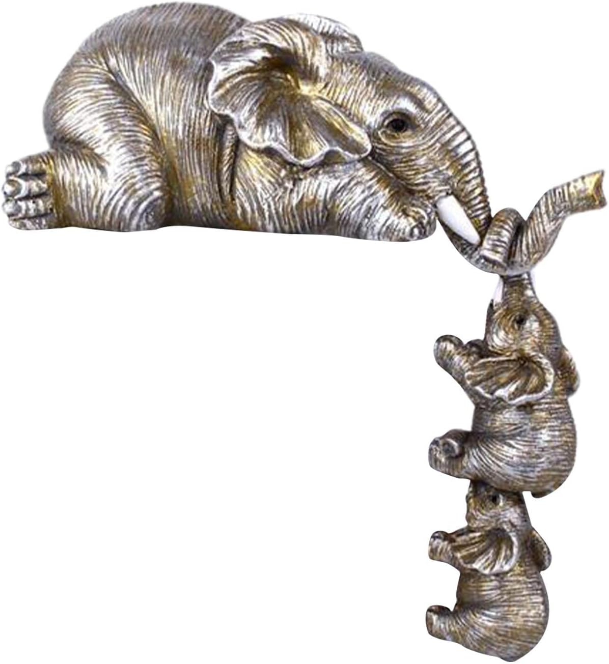 NAKYLUCY Adorno de Mano de Elefante, Adornos de Figuras de Resina de Elefante, Juego de 3 de Elefante, Madre, Dos bebés, Figura de Borde Colgante, Adornos artesanales de Resina Animal