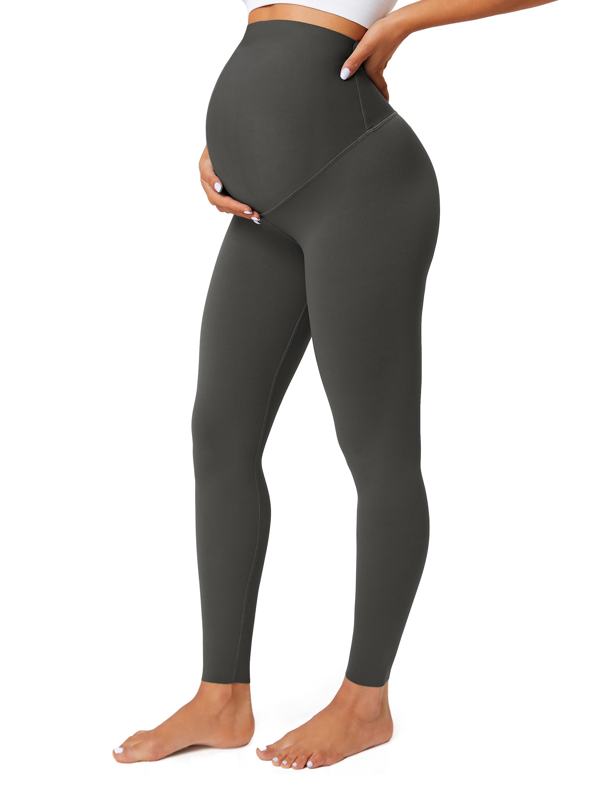 BAYDI Nudi Damen Umstandsleggings mit Taschen Blickdichte Lange Schwangerschaftsleggings High Waist Umstandshose Damen Weich elastisch Schwangerschaftshose