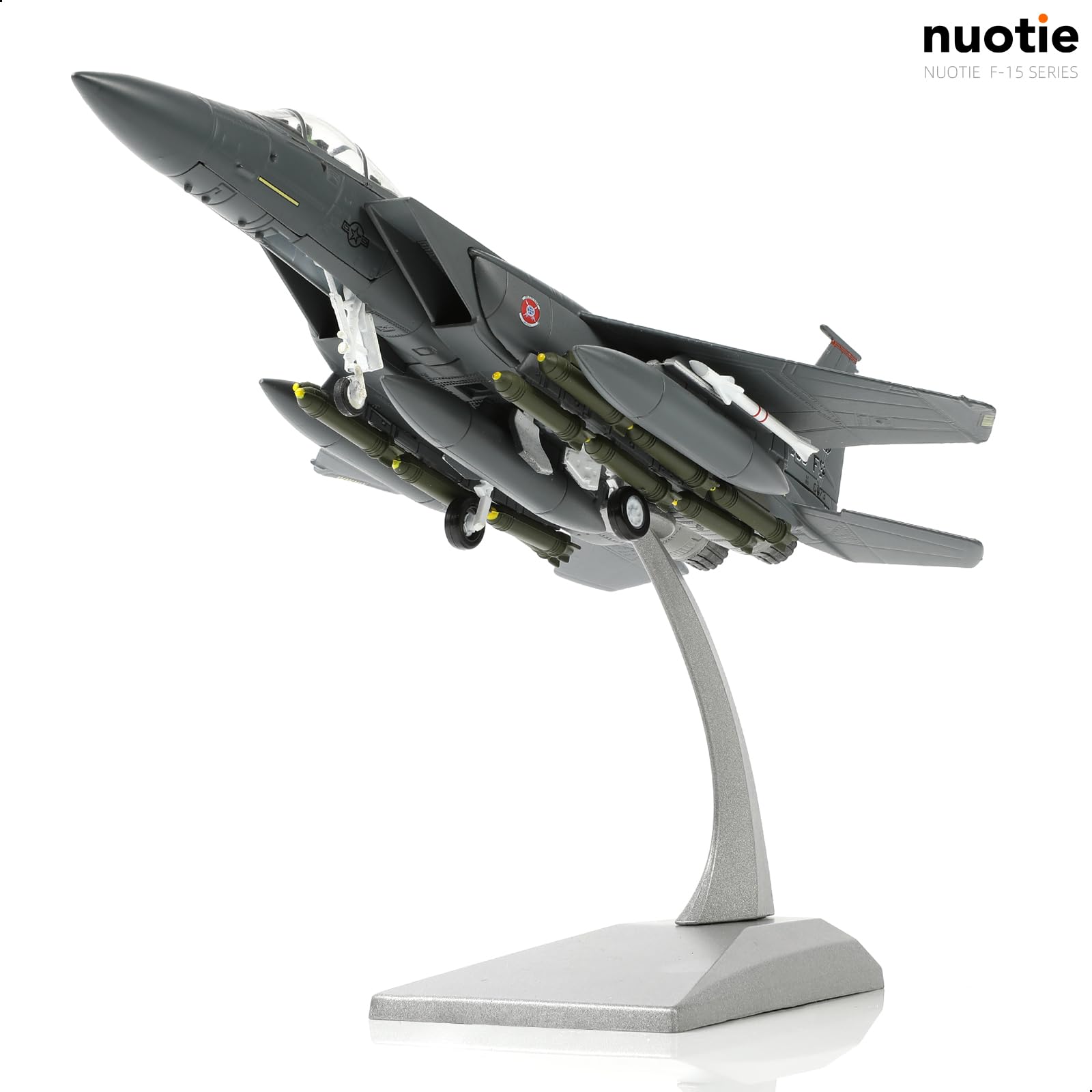 NUOTIE Classic American Eagle F-15E Twin-Engine Fighter Pre-Build Model Kits 1:100 Aircraft Alloy Diecast Airplane Military Display Model Aircraft for Collection or Gift