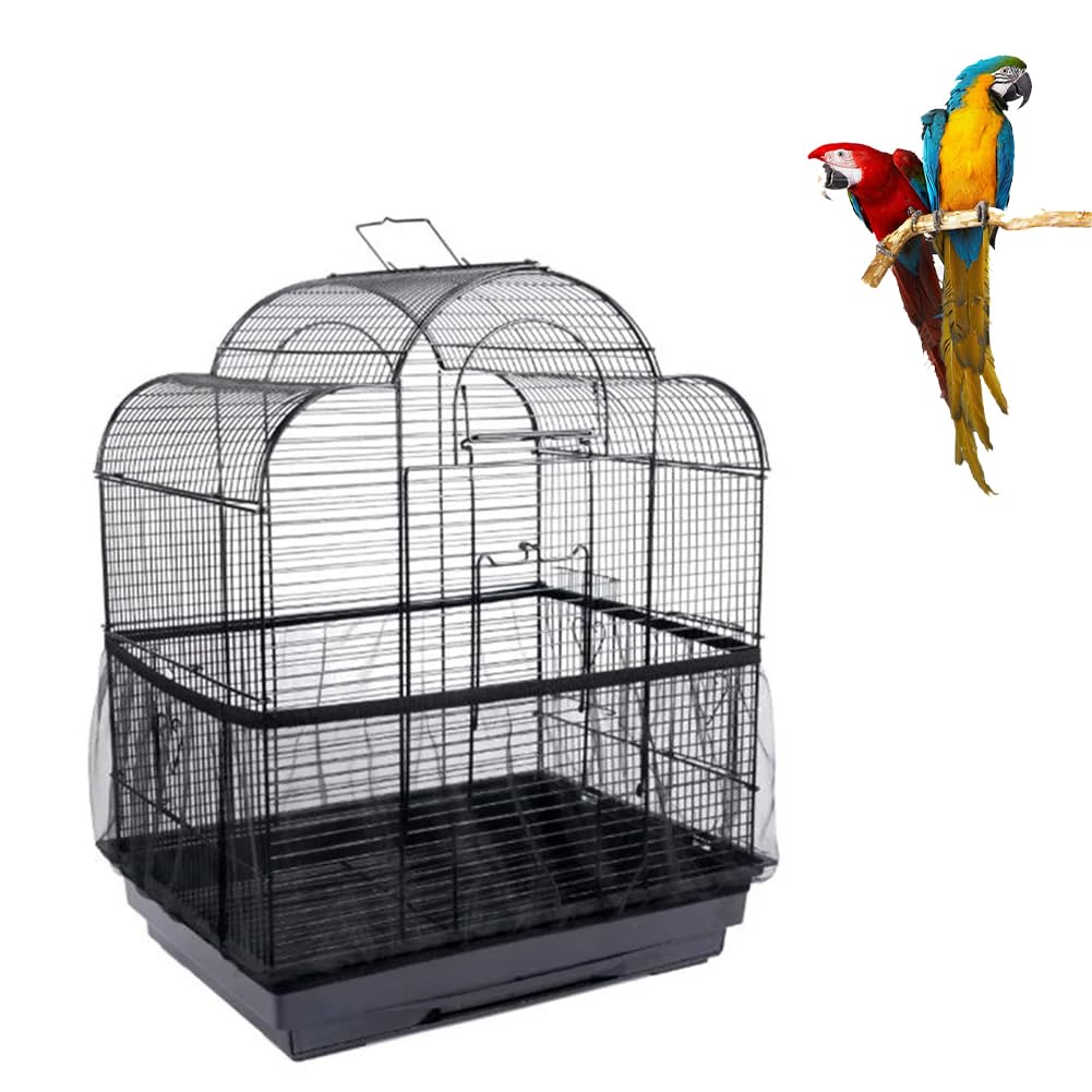 Funda para Jaula Pajaro,Falda de Malla para Jaula,Cubierta de Jaula de Pájaros,Cubierta de Jaula para Pajaros,Malla para Jaulas de Pajaros,Falda de Jaula de Pájaros,Jaula Pájaros Protector (Negro,XL)