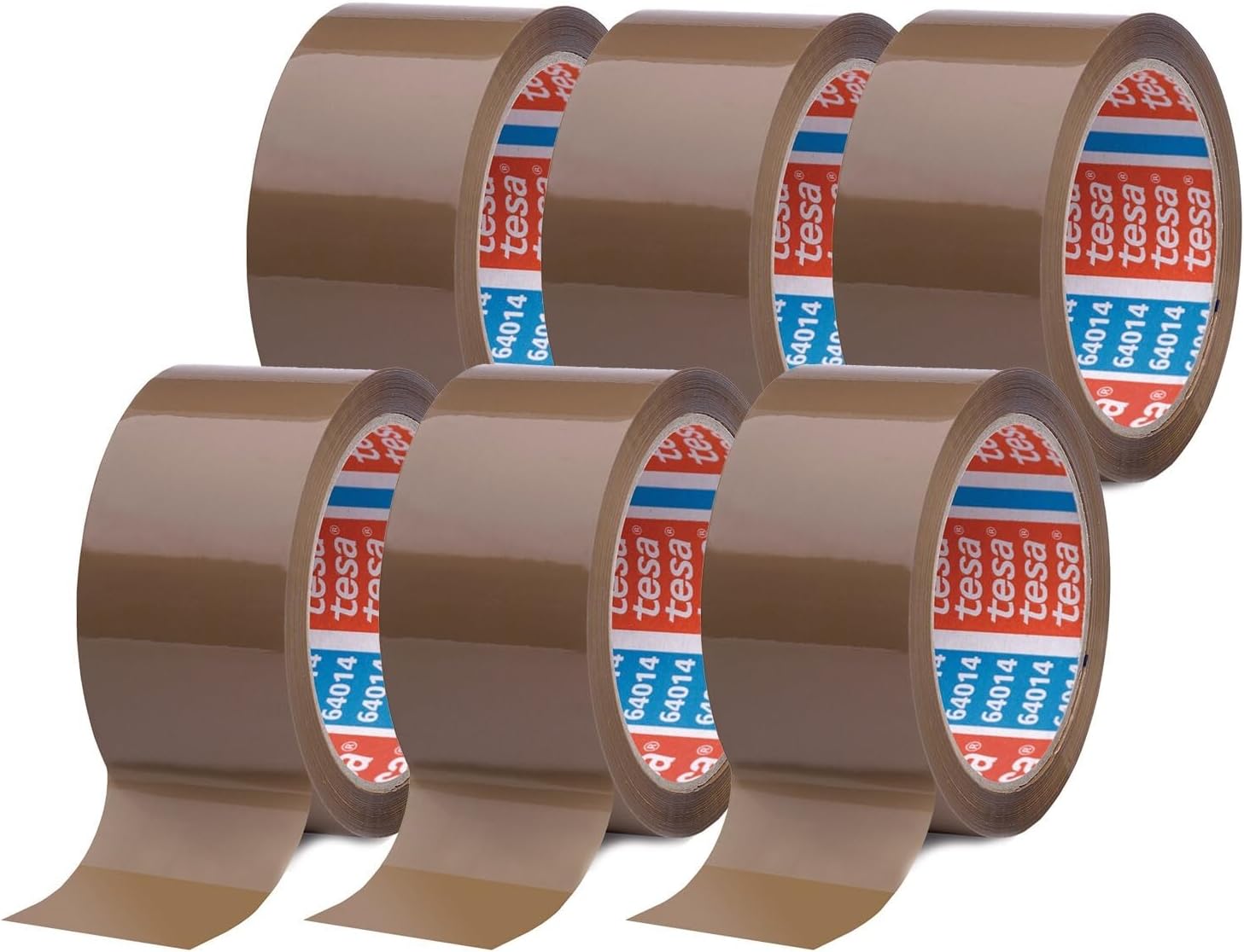 64014 6 Rolls of Parcel Tape 66 m x 50 mm, Brown