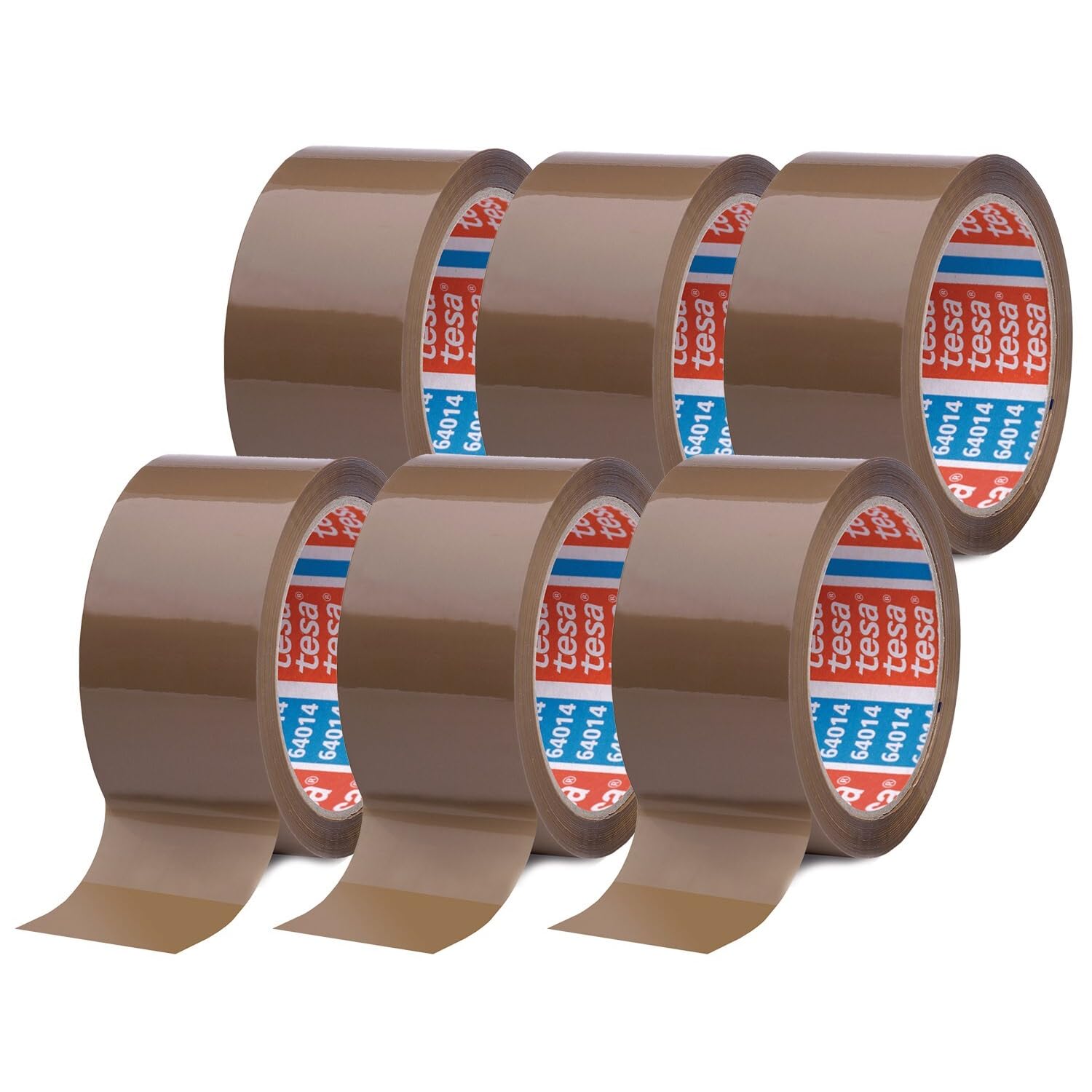 Tesa64014 6 Rolls of Parcel Tape 66 m x 50 mm, Brown