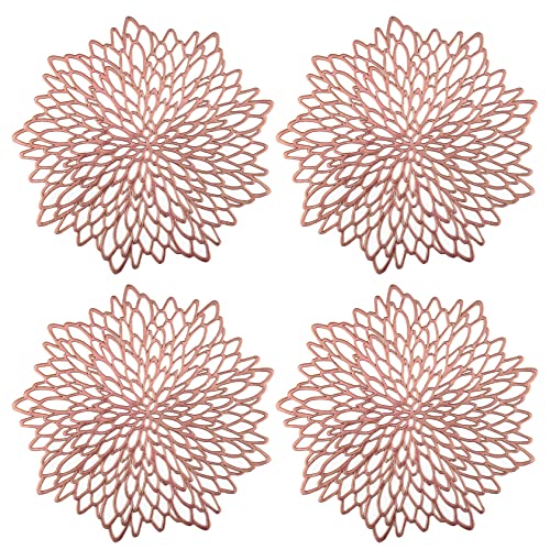 OUZRTG Lot de 4 sets de table ronds creux en vinyle pressé antidérapant pour fête, mariage, décoration de table Cover