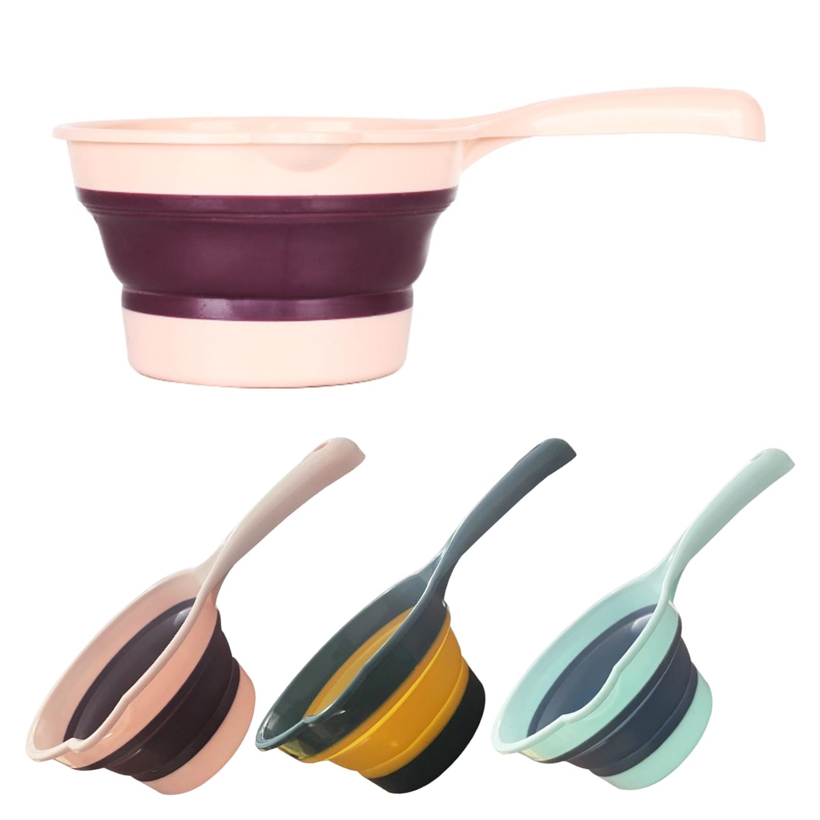 Foldable Water Ladle, Collapsible Silicone Kitchen Scoop for Rice Washing, Space Saving Multipurpose Dipper for Home