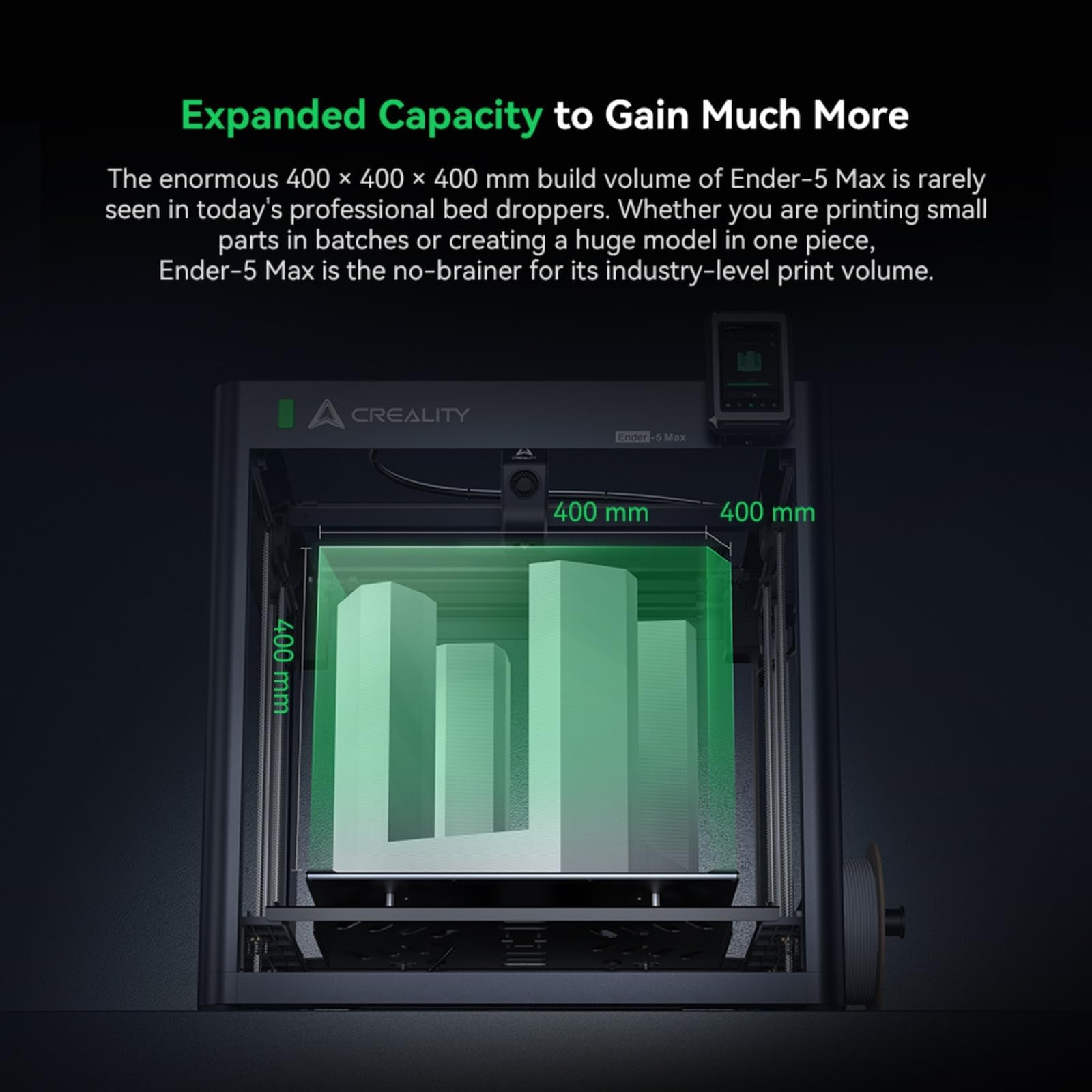 Creality Ender-5 Max 3D stampante, grande spazio di 400 × 400 × 400 mm, velocità di stampa CoreXY ultra veloce di 700 mm/s, controllo intelligente con Creality OS per stampe