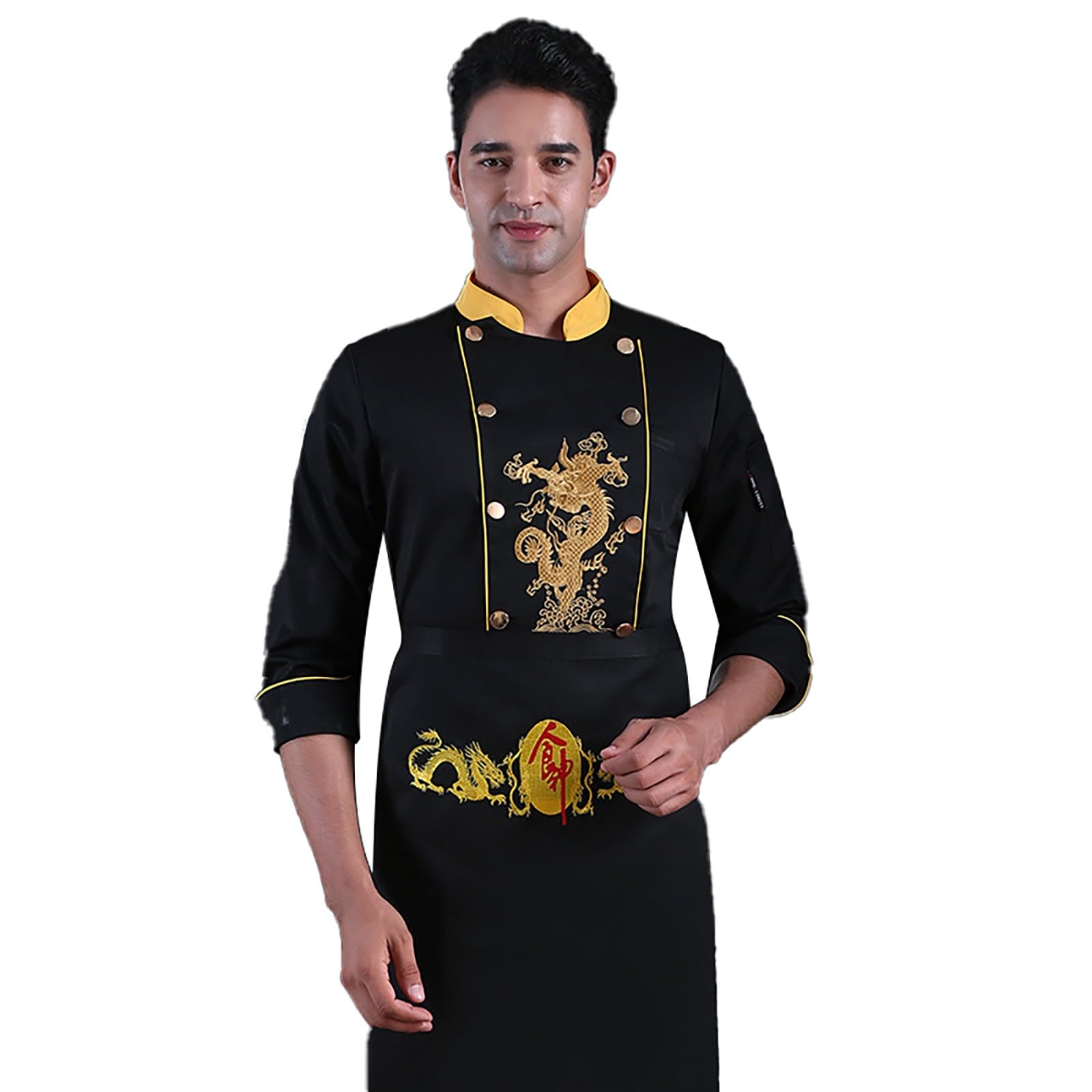 Chaqueta de cocinero transpirable con botones de bola y elegante cuello alto 4