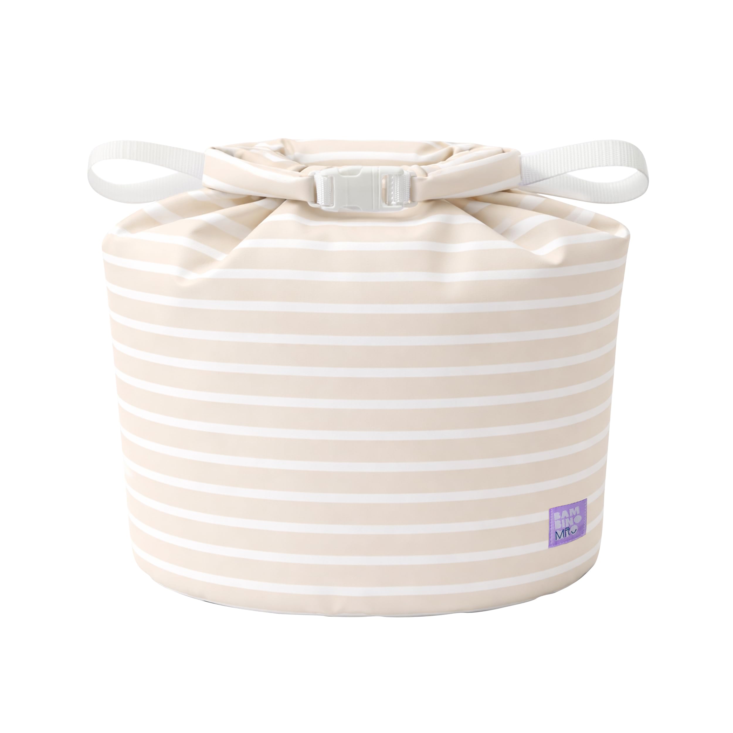 Bamibino Mio, Large Waterproof Stay At Home and Travel Laundry Wet Bag (Neutral Stripe)