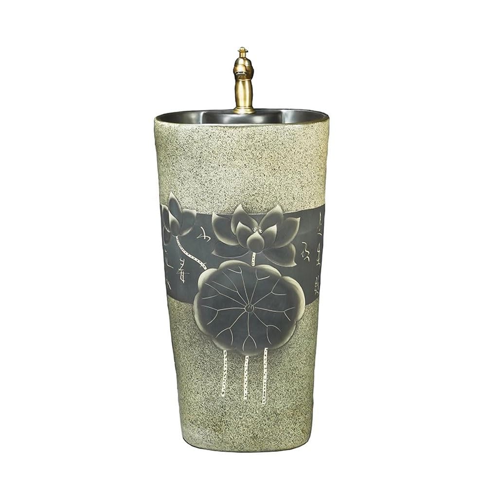 AYCDL Pedestal Sink Retro B&B Column Washbasin Outdoor Courtyard Floor-Standing Pool Basin Bathroom Pedestal Sink