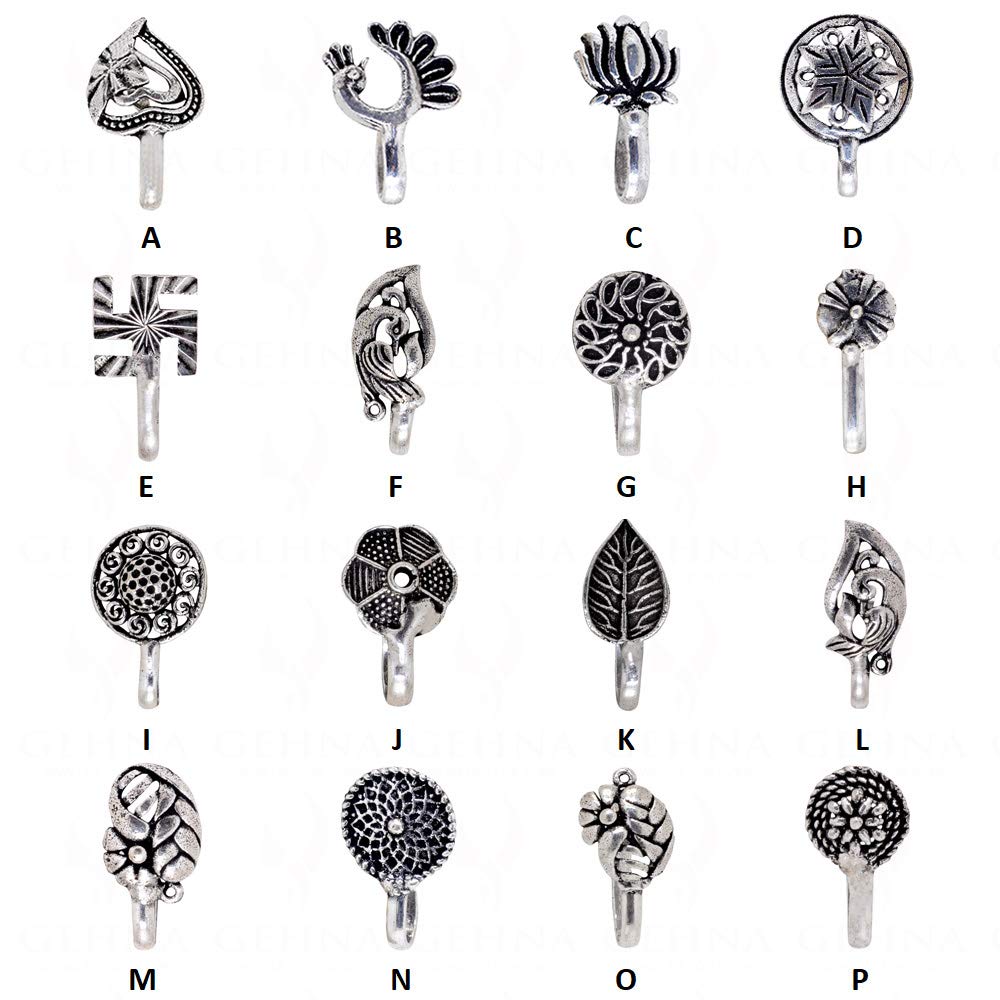 gehna 12 Pieces Combo Pack - Oxidised Beautiful Press On Nose Ring/Nose Stud/Pin for Women/Girls-picture-8