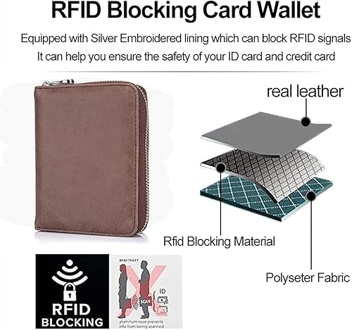 Miniatura 5 de EASTNIGHTS Funda de cuero genuino para tarjetas de crédito, cartera para tarjetas RFID, cartera de pasaporte de viaje