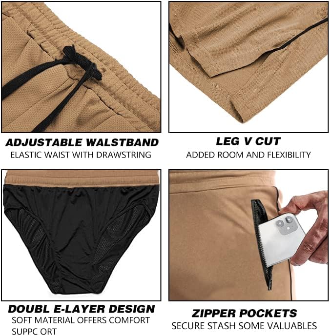 EVERWORTH Men's 3" Inseam Workout Shorts Quick Dry Gym Short Shorts Lightweight Shorts for Men with Liner and Zipper Pockets - Image 5
