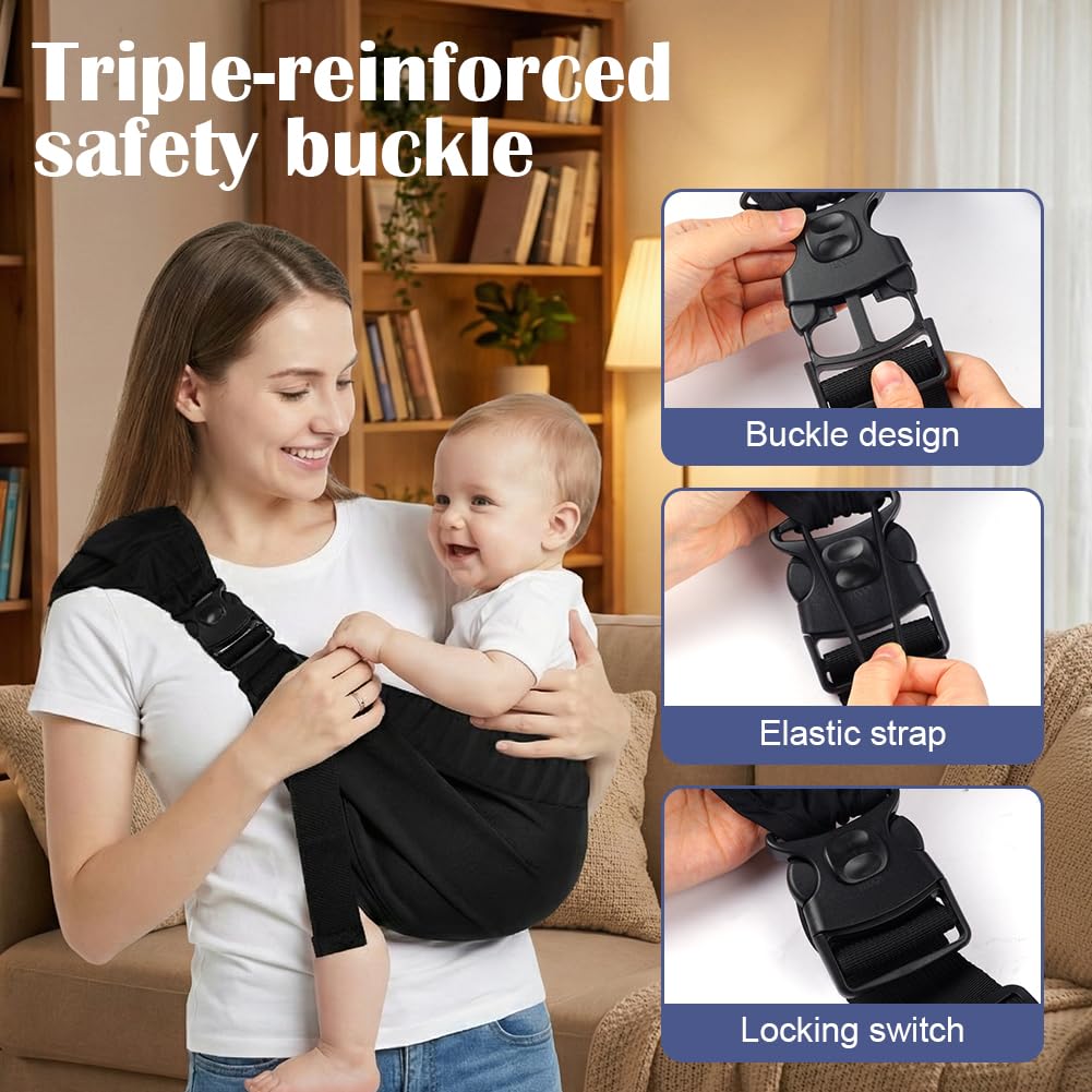 AYESY Baby Carrier, Portable Toddler Sling Carrier with Adjustable Thick Shoulder Straps - Image 4