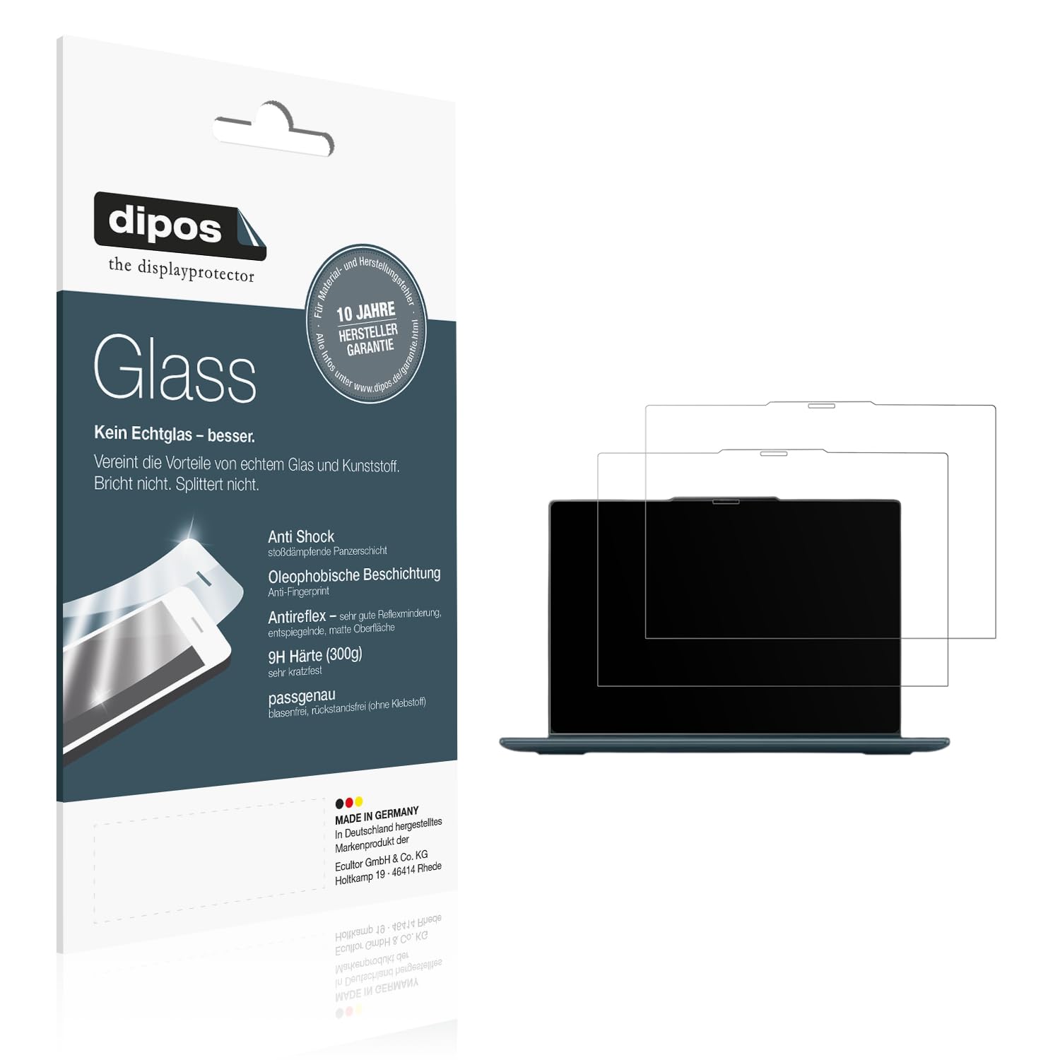 dipos 2x Pellicola Protettiva 9H opaca per Lenovo Yoga 7i 2-in-1 Gen 9-16 | Antiriflesso, non si rompe e non si scheggia, non è vero vetro, Anti-Shock, antigraffio, senza bolle, autoadesiva
