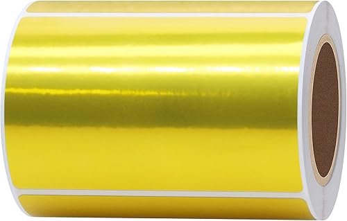 Hybsk Etiquetas térmicas directas doradas para envío, códigos de barras, direcciones, compatibles con impresoras de etiquetas rollo e impresoras de